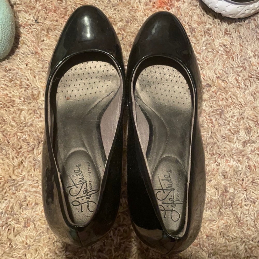 Slick black heels , super comfortable !